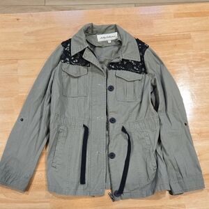 Esley Collection Olive Jacket with Black Lace